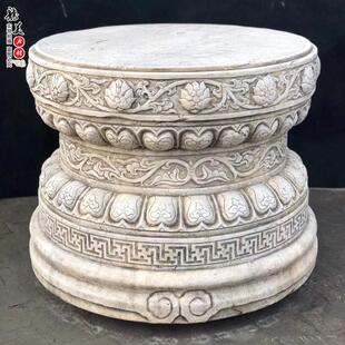 石雕须弥座汉白玉柱墩太湖石墩底座庭院花架盆景莲花座祥云柱定制