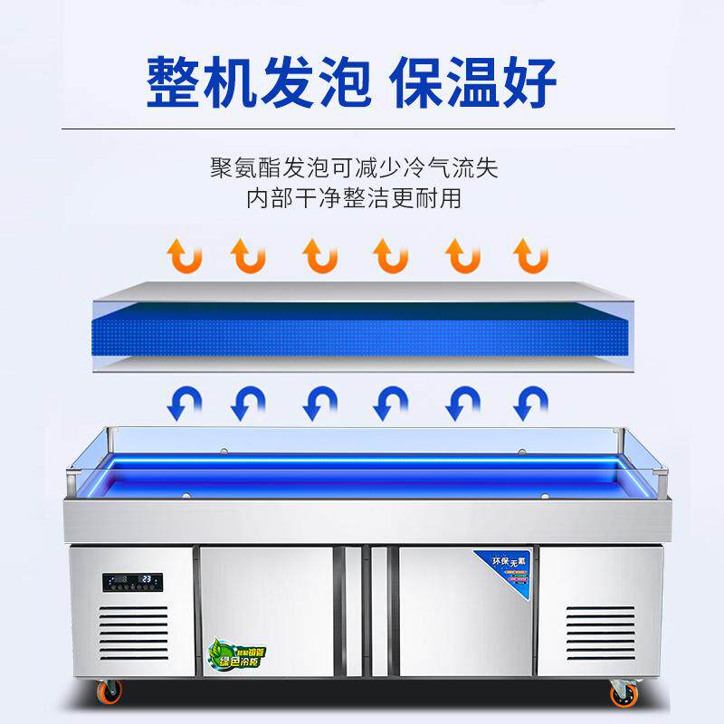海鲜冰台冷藏展示柜商用超市冰鲜台自助餐点菜柜卧式保鲜柜冷冻柜