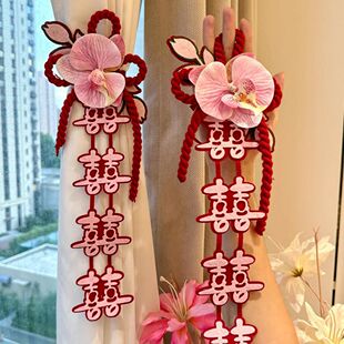 挂饰拉花窗帘绑带结婚装饰用婚房布置轻奢高档成品可爱蝴蝶结简约