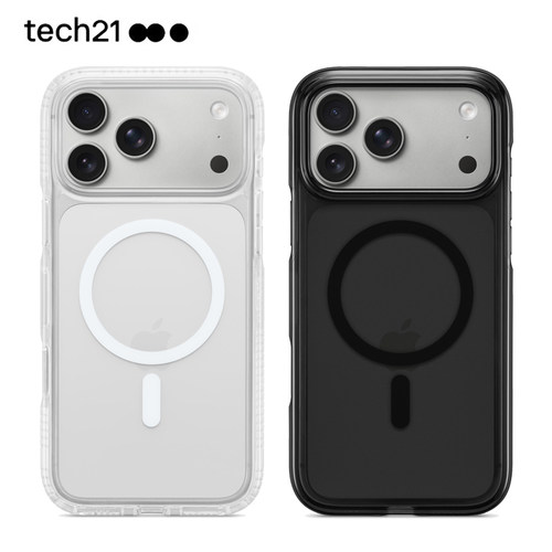 tech21手机壳适用于苹果iPhone17promax防摔air硬壳tpu带磁吸充电+相机按键FlexLite透明黑色保护壳
