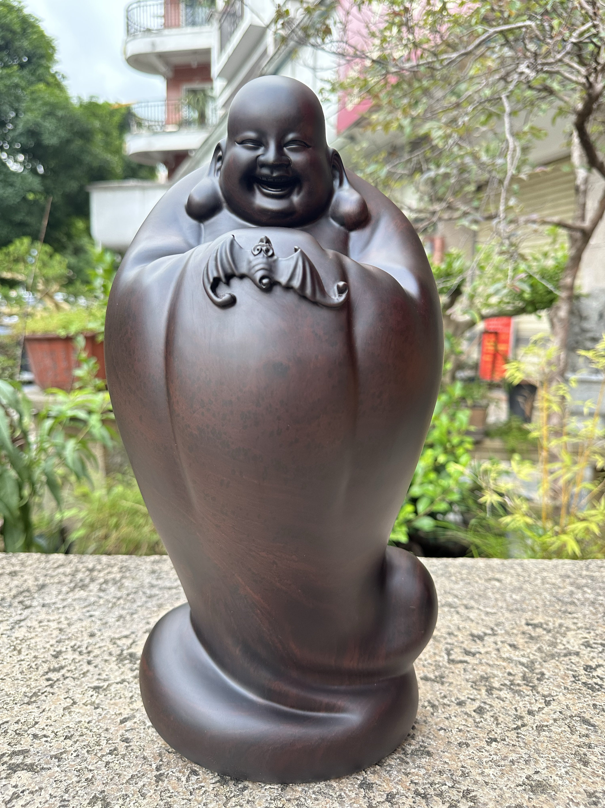 中国工艺美术大师黄泉福木雕作品弥勒佛福在眼前工艺品办公室摆件