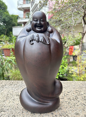中国工艺美术大师黄泉福木雕作品弥勒佛福在眼前工艺品办公室摆件