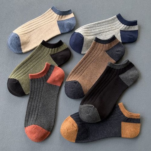 撞色运动棉袜袜子男短袜低帮短筒