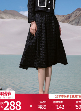 婉甸2026春季新品黑色蓬蓬裙半身裙伞裙休闲旅游通勤1251K11MS2YX