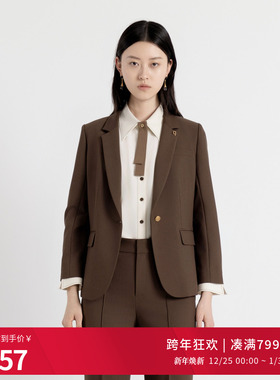 婉甸2025年秋季新品古巴棕收腰西装西服外套1243Q02MD3