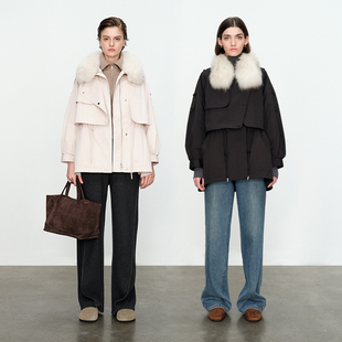 【昕怡粉丝专享】婉甸米杏色/黑色派克羽绒服冬季型中长款