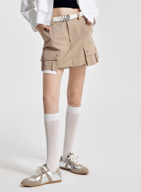 婉甸2026春季新品卡其色工装短裙裤短款A型1251P12SX2