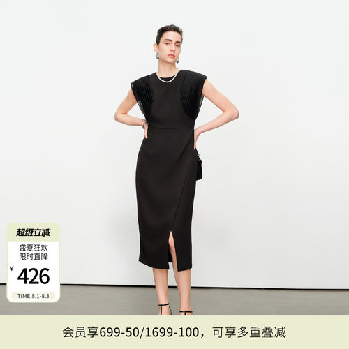 黑色无袖连衣裙