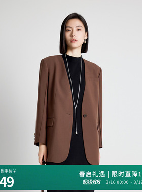 婉甸2025年秋季新品坚果棕中长款西装1243Q03MD3