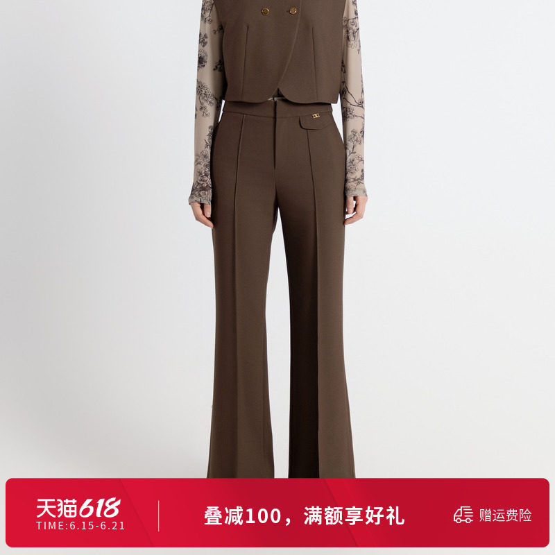 婉甸秋季古巴棕喇叭裤微喇西裤1243P13MD3