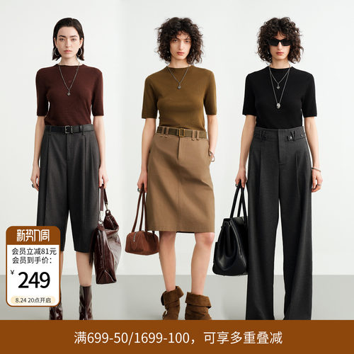 【100%绵羊毛】婉甸2026秋乌木棕/黑色/苔藓绿毛织衫1253W06FZ4