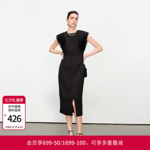 黑色无袖连衣裙
