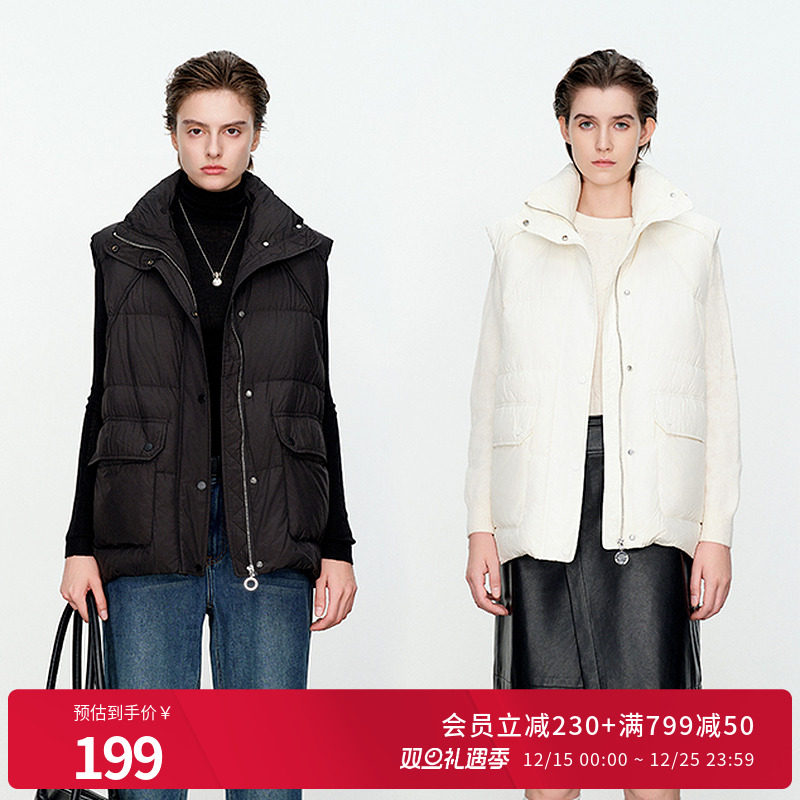 【19点直播秒杀开价】婉甸黑色/白色羽绒马夹X型立体裁剪外套