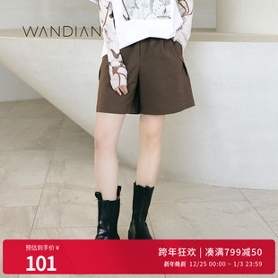1233P03RS2 下装 婉甸秋季 日常上班黑巧克力色短裤
