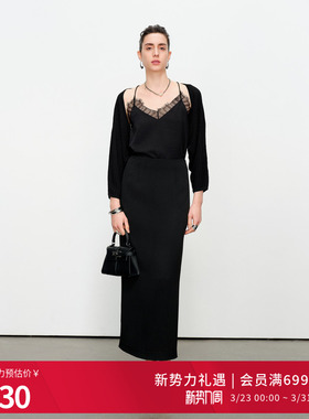 婉甸2025夏季新品黑色贝壳毛织开衫1242W11RS3