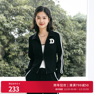 两件套1233L02R 时尚 婉甸日常运动休闲显瘦黑色长袖 套装