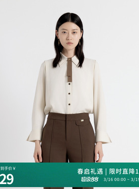 婉甸2025年秋季新品奶油米长袖衬衫时尚衬衣职业装上衣1243S07MD3