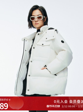 婉甸2025年冬季新品云白派克中长款连帽时尚女羽绒服1244D47SX5