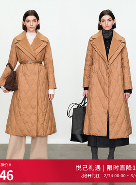 婉甸拉菲驼拼接长款羽绒服冬季假两件外套1234D06JX2