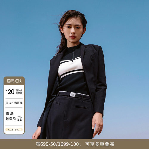婉甸2026春季新品黑色工作出勤时尚休闲西装外套1251Q06MS2YX