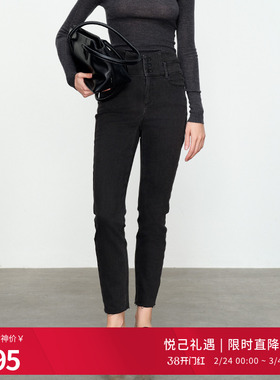 婉甸熔岩灰丹宁小脚裤铅笔裤1234X03SX2