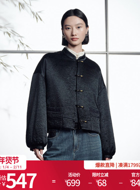 婉甸2025年冬季新品黑色短款新中式外套1244R02DM1