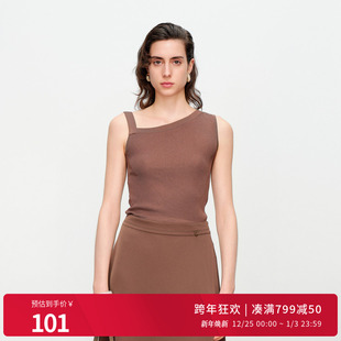 婉甸2025夏季 棕褐色毛织背心1242W04RSBYX 新品