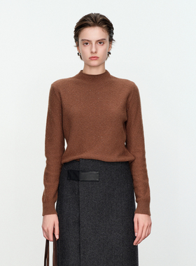 婉甸棕色珠片纱毛织套头衫冬季新品亮片长袖打底1234W24JF2YX