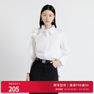 衬衫 婉甸2025年秋季 白立体立领绣花长袖 经典 上衣1243S02DZ1 新品