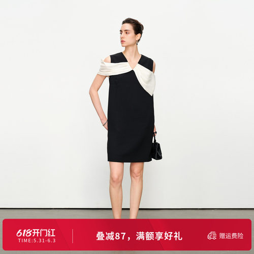 黑白拼接连衣裙