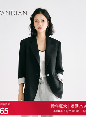 婉甸秋季通勤都市摩登黑色廓版西装上装1233Q03DM3