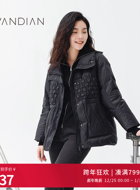 婉甸冬季黑色紫色短款羽绒服1234D12DM3