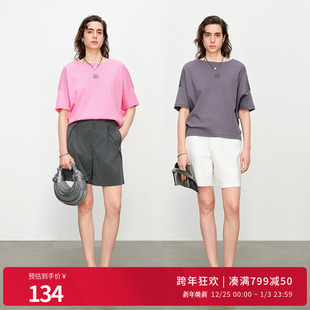 T恤圆领短袖 婉甸2025夏季 中性灰短袖 甜粉色 1242T20RS4 新品