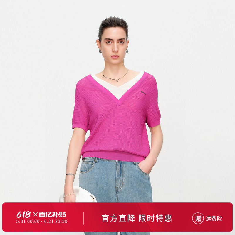 婉甸夏假两件套头针织衫1242W02RS1