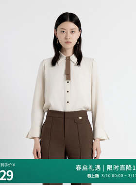 婉甸2025年秋季新品奶油米长袖衬衫时尚衬衣职业装上衣1243S07MD3