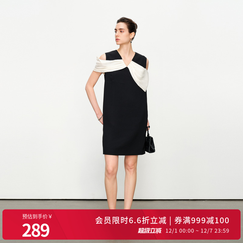 黑白拼接连衣裙