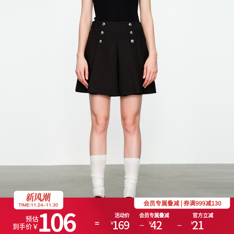 婉甸黑色短裙高腰半身裙