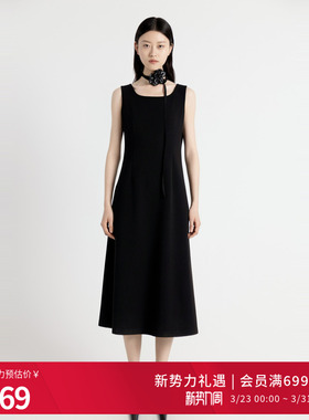 婉甸2025年秋季新品耀石黑无袖连衣裙1243N02DY2