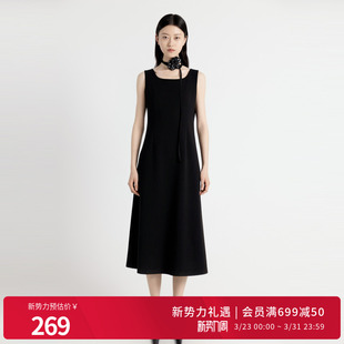 连衣裙1243N02DY2 耀石黑无袖 婉甸2025年秋季 新品