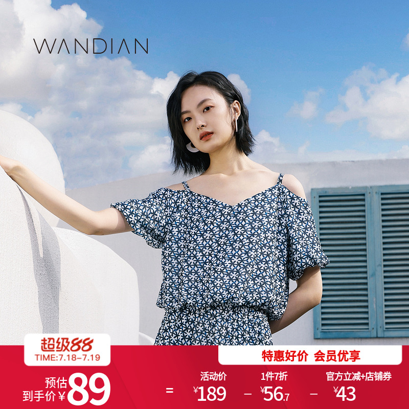 復古靛藍套頭上衣夏季新品