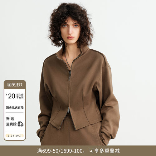 深橄榄绿拉链开衫卫衣