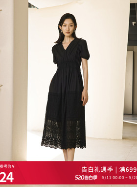 婉甸夏季黑色短袖连衣裙1242N10RS2