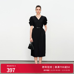 连衣裙1242N20JH2 黑色短袖 婉甸2025夏季 新品