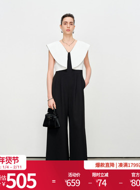 婉甸2025夏季新品黑白色连身长裤1242J02JH2