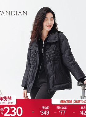 婉甸冬季黑色紫色短款羽绒服1234D12DM3
