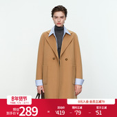 新品 婉甸梅花驼色中长款 双面呢大衣冬季 宽松外套1234C02SJ1YX