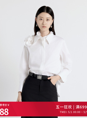 婉甸秋季经典白立体立领绣花长袖衬衫上衣1243S02DZ1