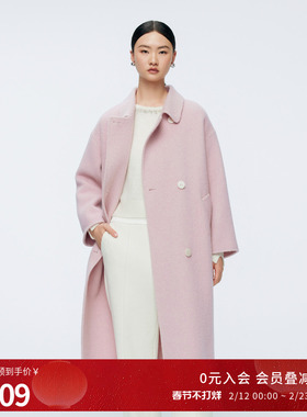 婉甸2025年冬季新品冰粉双面呢中长款毛呢外套女大衣1244C18JN4