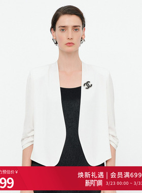 婉甸2026夏季新品玉白色醋酸休闲风七分袖通勤短西装1252Q02RS1