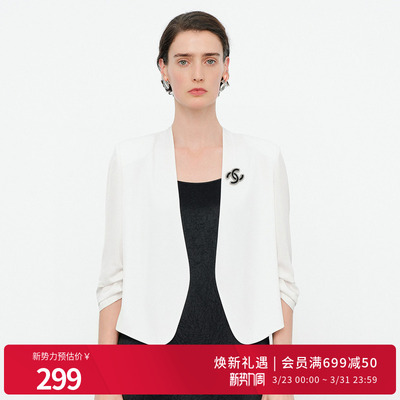 婉甸2026夏季新品玉白色醋酸休闲风七分袖通勤短西装1252Q02RS1